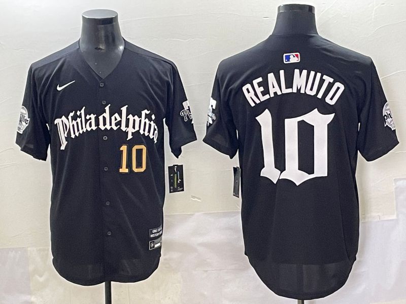 Men 2025 Philadelphia Phillies 10 Realmuto Black Five generations Joint Name Nike MLB Jersey style 4